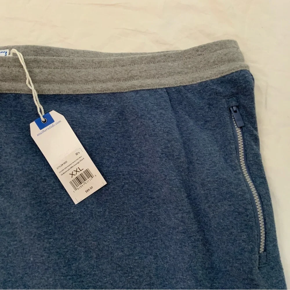 Southern Tide Sweatshorts Backrush Heather Lounge Shorts Blue XXL Pockets New